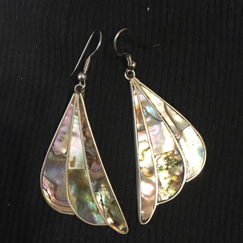Abalone Shell And Silver Earrings - image 3